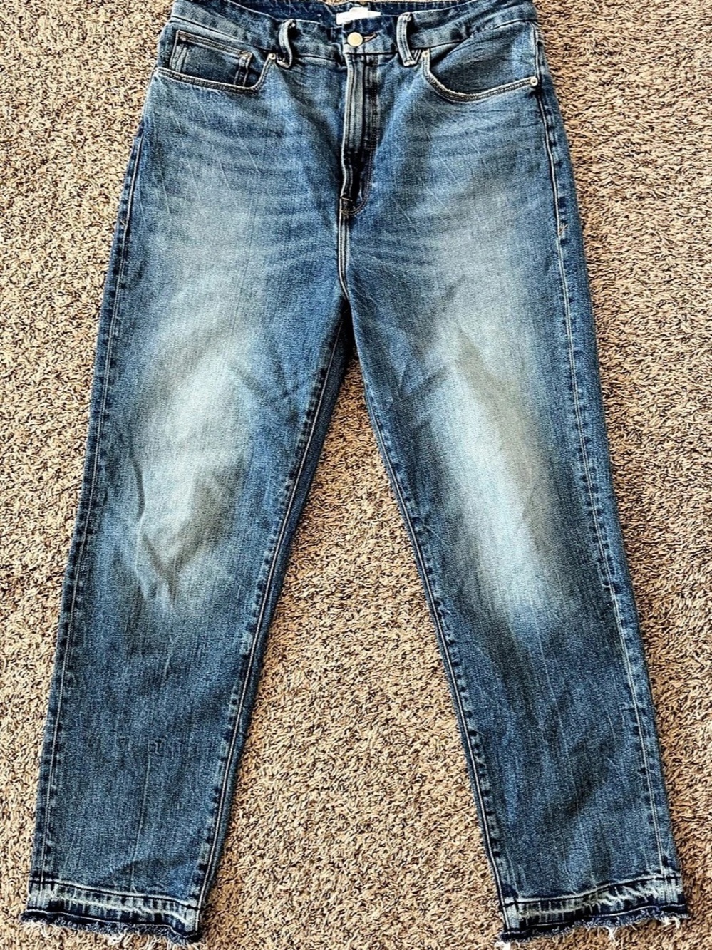 Good American Good Boy Straight Cropped Jeans Blue Waist 10
